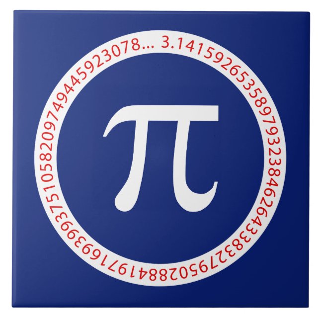 Pi Symbol in Circle on Navy Blue Tile (Front)