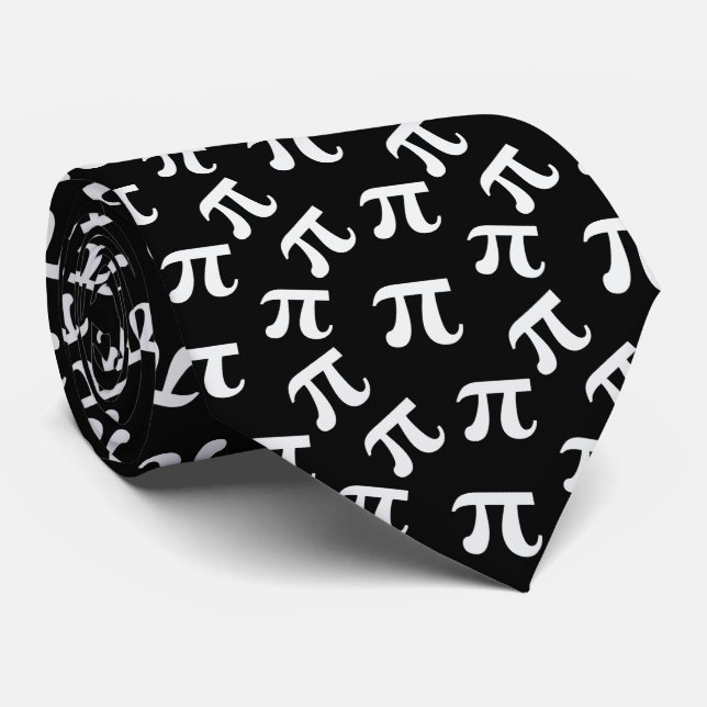 Pi Symbol Pattern Black White Modern Tie (Rolled)