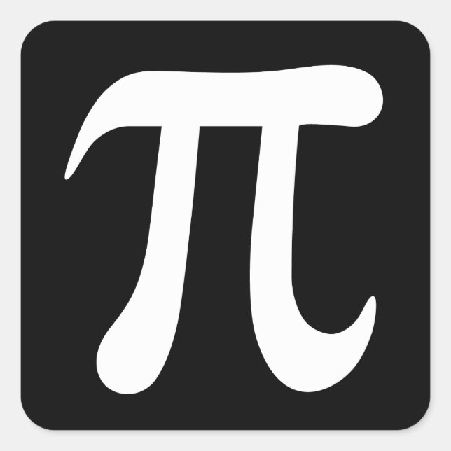 Pi symbol stickers, black and white square sticker (Front)