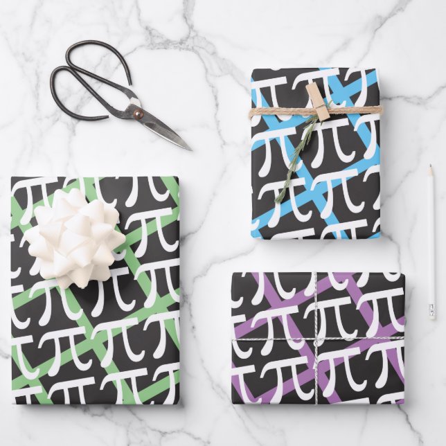 Pi Symbols Pi Day Math Themed Wrapping Paper (Front)