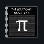 Pi - The Irrational Mathematical Constant Custom Notebook<br><div class="desc">This black and white art piece, designed digitally, is released in commemoration of Pi Day, which is observed each year on March 14. The date 3.14 corresponds to the rounded value of π (pi), a well-recognised mathematical constant. The design features the value of the Pi constant in small font as...</div>