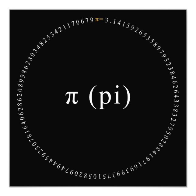 Pi, The Irrational Mathematical Constant Photo Print (Front)