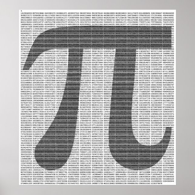 Pi to 10,000 Digits Poster Print (Front)