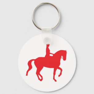 Piaffe Dressage Horse and Rider (red) Key Ring