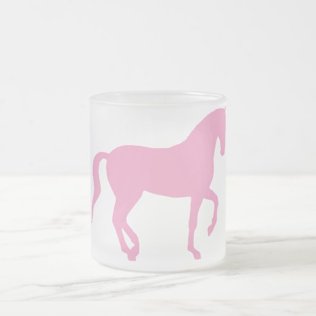 Piaffe Horse (pink) Frosted Glass Coffee Mug (Center)