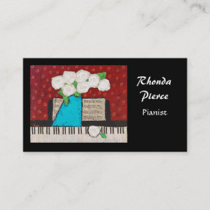 Pianist business card with flowers