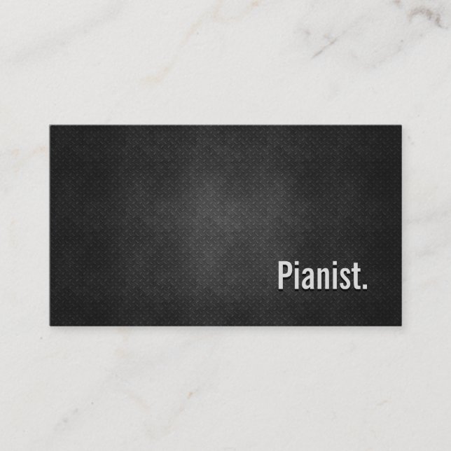 Pianist Cool Black Metal Simplicity Business Card (Front)