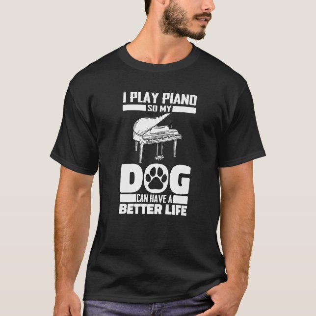 Pianist Dog Music - Musician Piano Premium T-Shirt (Front)