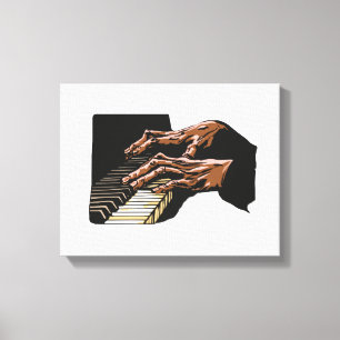 Pianist Hands Playing Piano –  Canvas Print