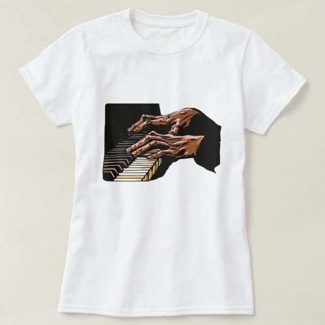 Pianist Hands Playing Piano –  T-Shirt (Design Front)