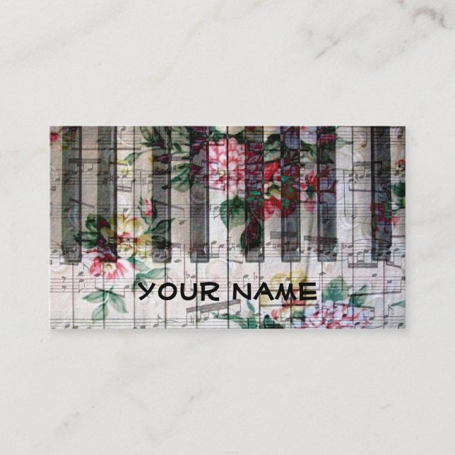 pianist keyboard piano vintage girly music business card (Front)