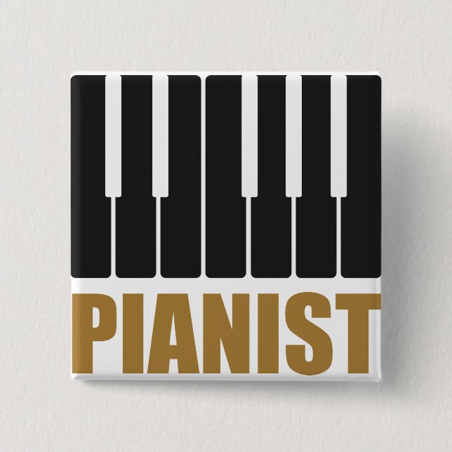 Pianist Modern Typography 15 Cm Square Badge (Front)