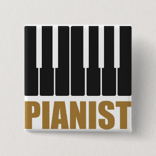 Pianist Modern Typography 15 Cm Square Badge