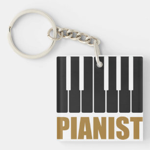 Pianist Modern Typography Key Ring