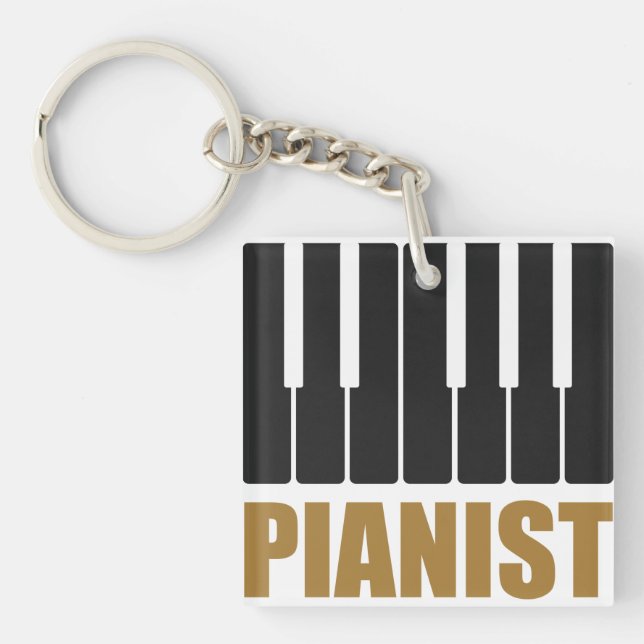 Pianist Modern Typography Key Ring (Front)