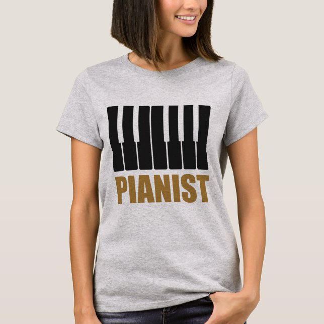 Pianist Modern Typography T-Shirt (Front)