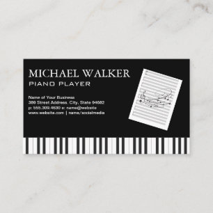 Pianist   Music Player   Sheet Notes Business Card
