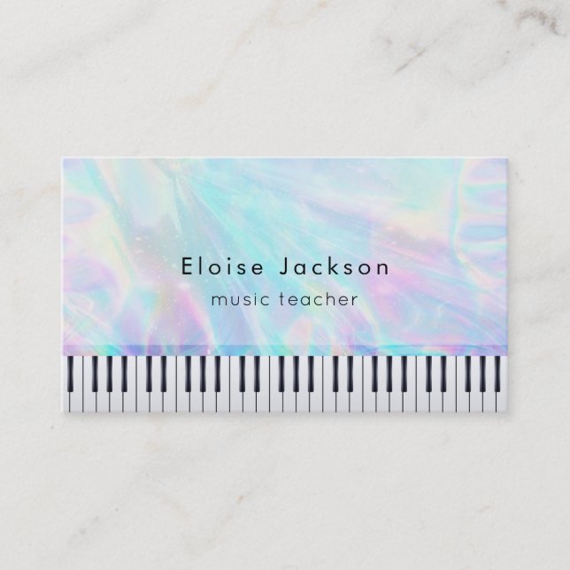 pianist pastel colours music lessons business card (Front)