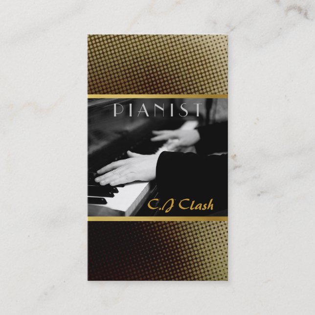 Pianist, Piano, Lessons, Music Entertainment Business Card (Front)