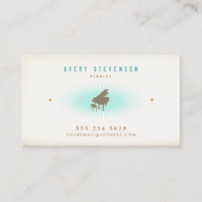 Pianist Piano Music Teacher Grand Piano Business Card (Front)