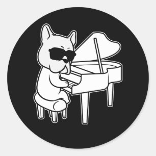 Pianist Piano Player Dog With Piano Classic Round Sticker