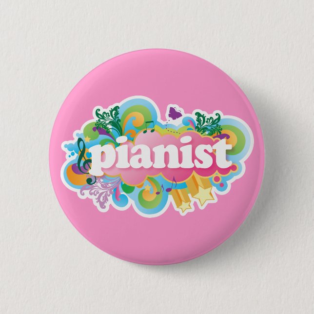 Pianist Retro Piano Gift 6 Cm Round Badge (Front)