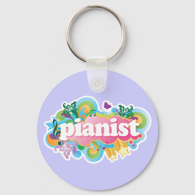 Pianist Retro Piano Gift Key Ring (Front)