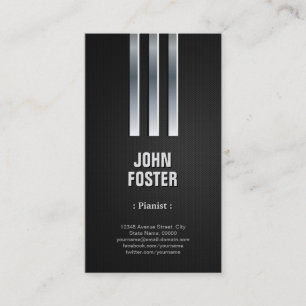 Pianist - Steel Metal Look Business Card