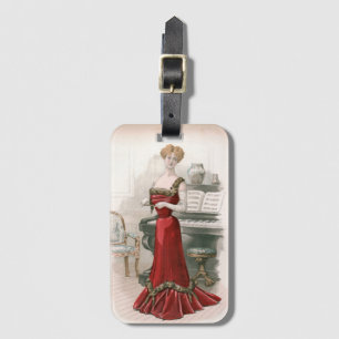 Pianist Vintage Edwardian Fashion Illustration    Luggage Tag
