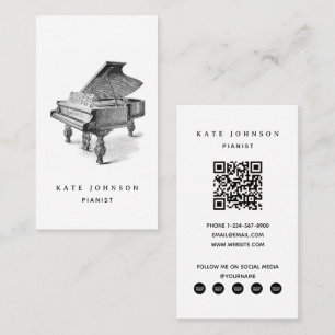 Pianist Vintage Piano Musician Music Teacher Business Card