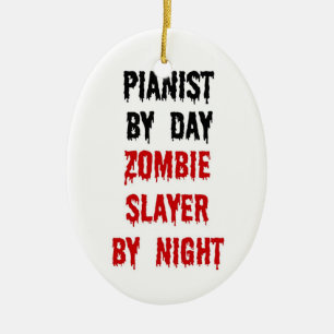 Pianist Zombie Slayer Ceramic Tree Decoration