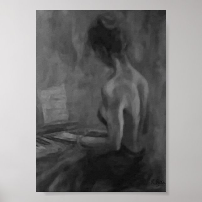 Pianista Mujer Original Oils Artwork Impresiones Poster (Front)