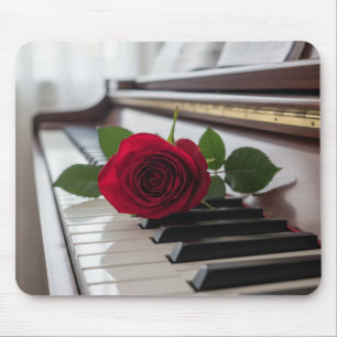 Piano and a rose -Musicians eligant mouse pad
