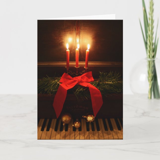 Piano and Candles Holiday Card (Front)