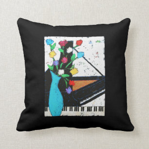 piano and flowers pillow