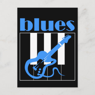 Piano and guitar blues postcard