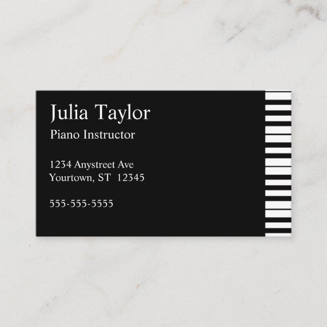Piano and Keyboard Music Teacher Business Card (Front)