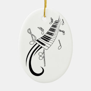 Piano and Music Notes Ceramic Tree Decoration