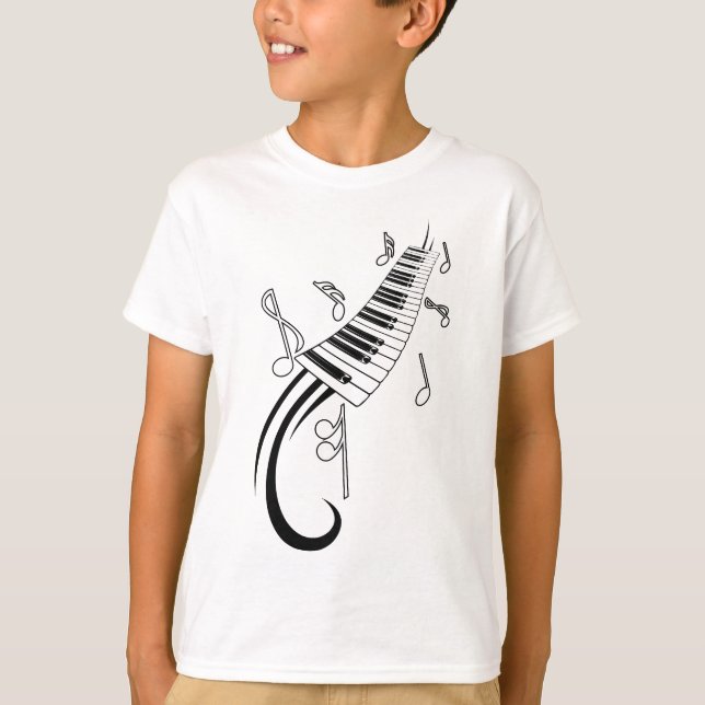 Piano and Music Notes T-Shirt (Front)