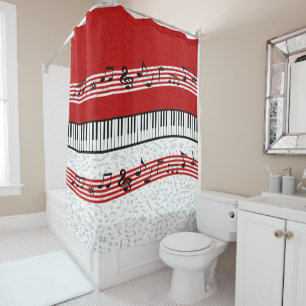 piano and music score red piano shower curtain