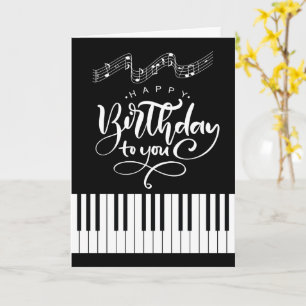 Piano and Music Themed Birthday Card