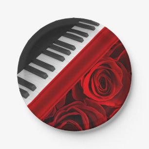 Piano and Roses Paper Plate