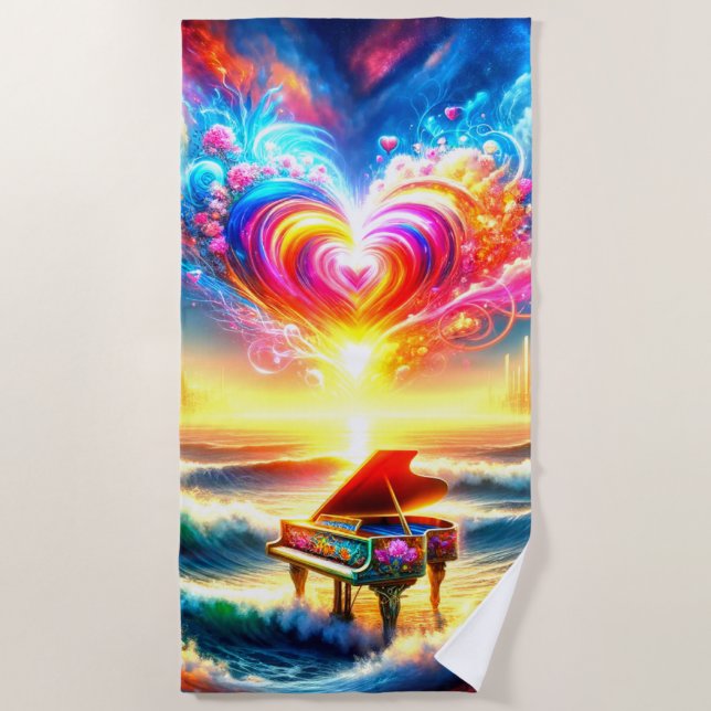 Piano Art Beach Towel (Front)