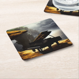 Piano Art Square Paper Coaster