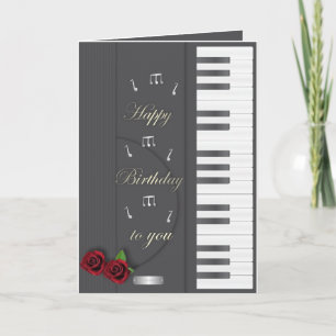 Piano birthday card black
