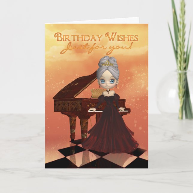 Piano Birthday Greeting Card Birthday Wishes (Front)
