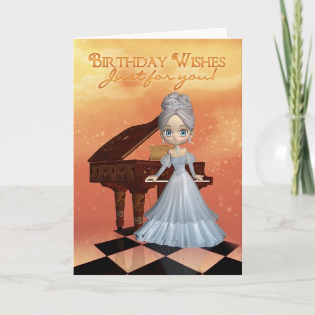 Piano Birthday Greeting Card Birthday Wishes (Front)