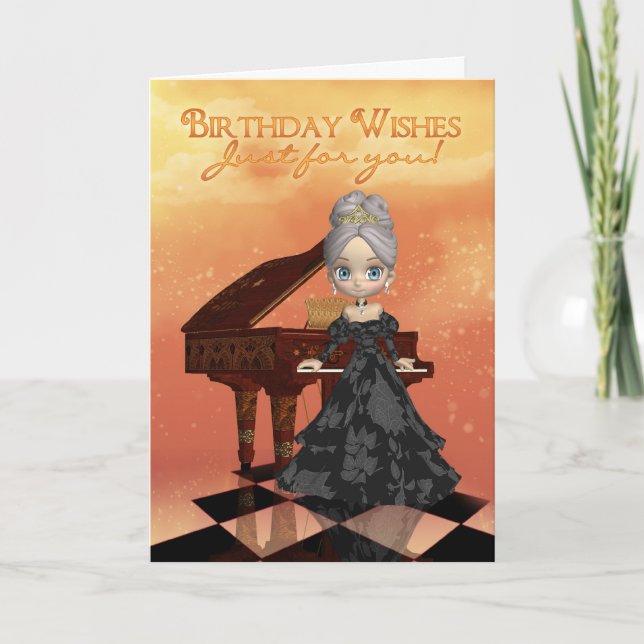 Piano Birthday Greeting Card Birthday Wishes Just (Front)