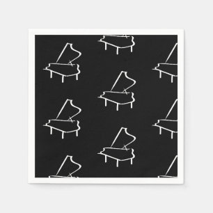 Piano Black And White Cocktail Napkin