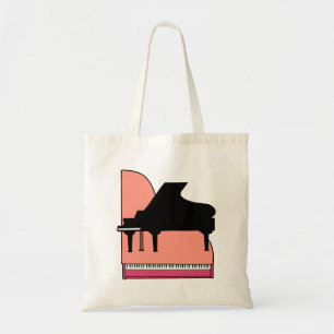 Piano Black Sillouette Pink Top View Tote Bag